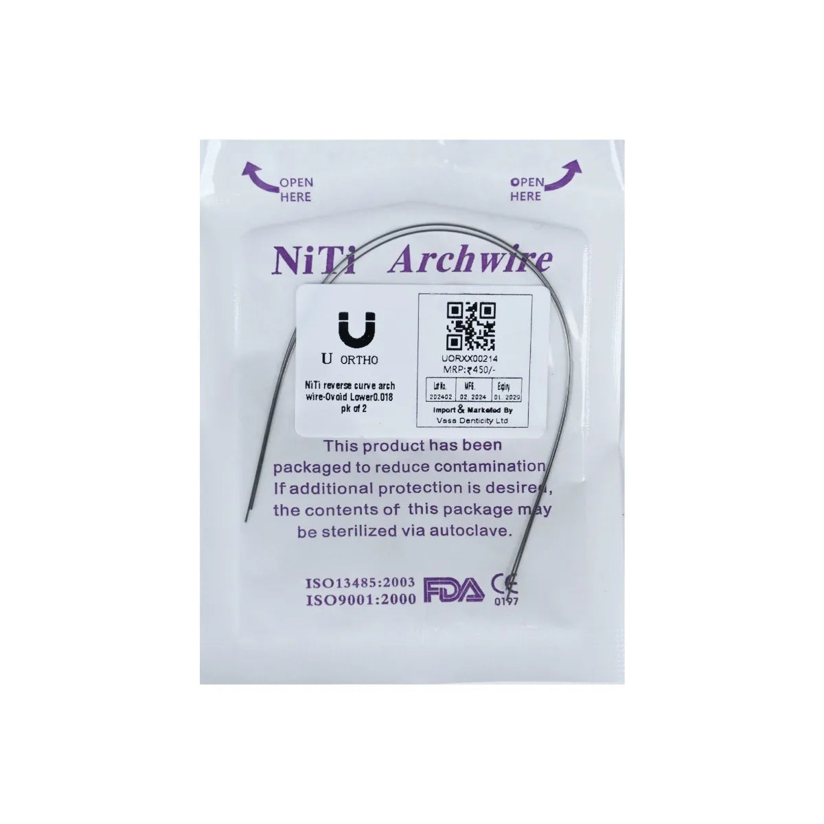 U ortho Niti Reverse Curve Arch Wire-Ovoid