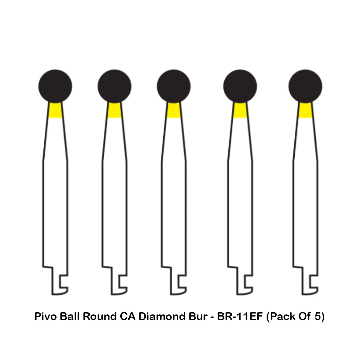 Pivo Ball Round CA Diamond Burs - BR (Pack Of 5)