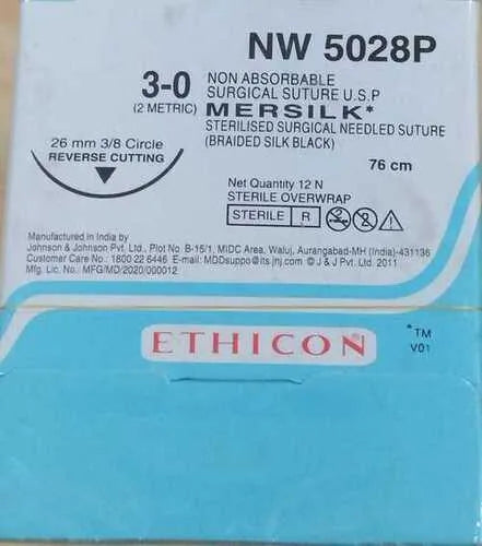Ethicon Mersilk #3-0 Black Braided Suture