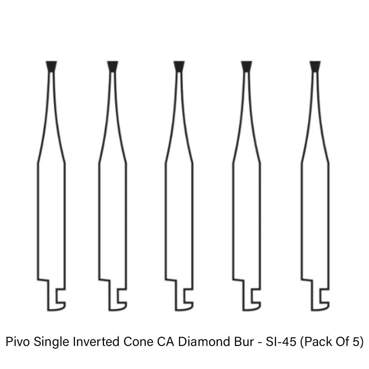 Pivo Single Inverted Cone CA Diamond Burs - SI (Pack Of 5)