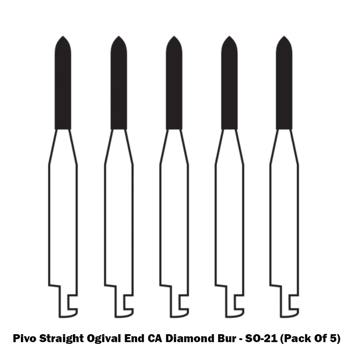 Pivo Straight Ogival End CA Diamond Burs - SO (Pack Of 5)