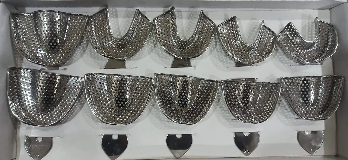 GII Impression Trays perforated stainless steel (Set of 10)