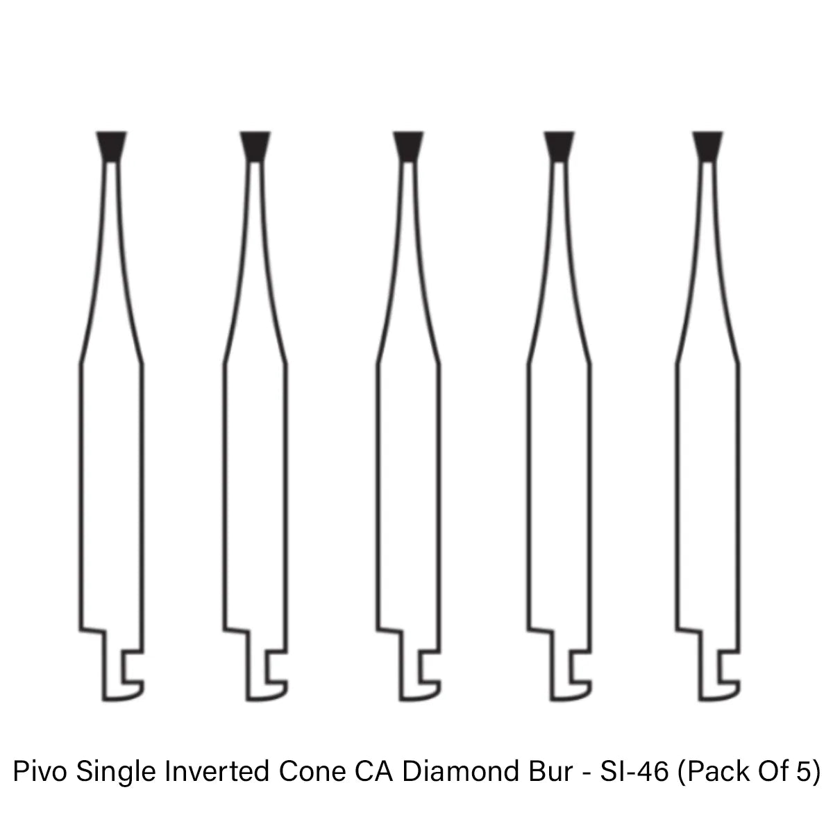 Pivo Single Inverted Cone CA Diamond Burs - SI (Pack Of 5)