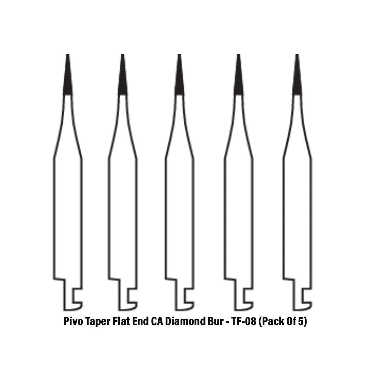 Pivo Taper Flat End CA Diamond Burs - TF (Pack Of 5