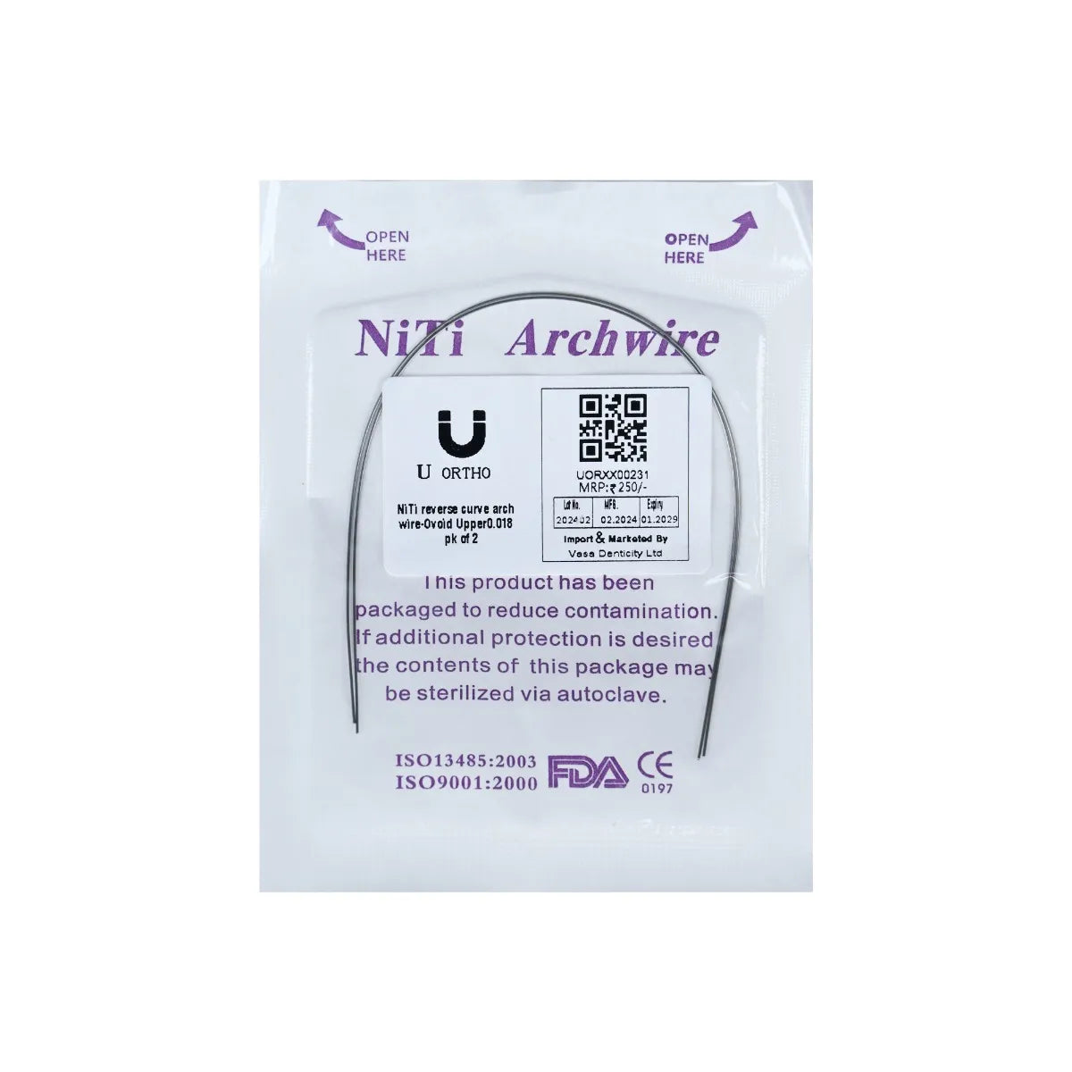 U ortho Niti Reverse Curve Arch Wire-Ovoid