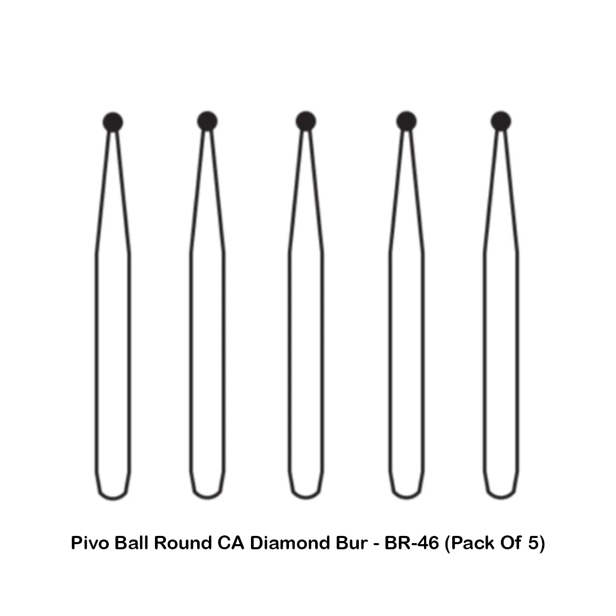 Pivo Ball Round CA Diamond Burs - BR (Pack Of 5)