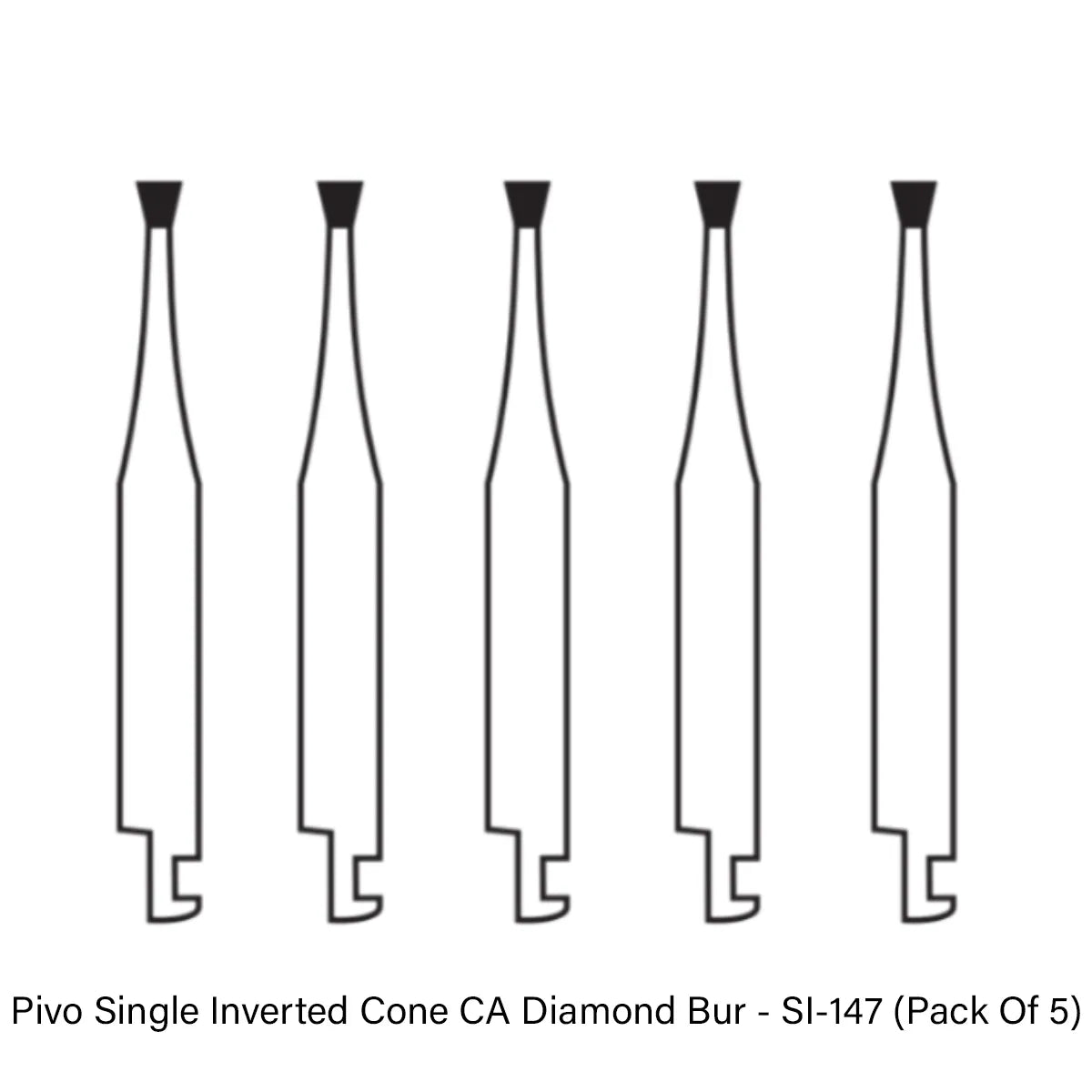 Pivo Single Inverted Cone CA Diamond Burs - SI (Pack Of 5)