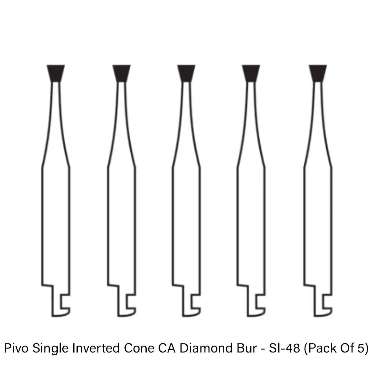 Pivo Single Inverted Cone CA Diamond Burs - SI (Pack Of 5)