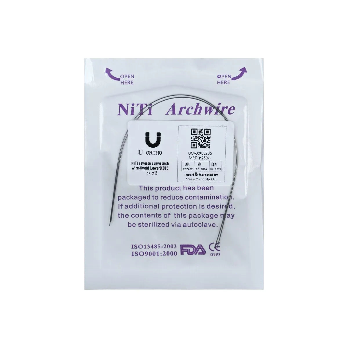 U ortho Niti Reverse Curve Arch Wire-Ovoid