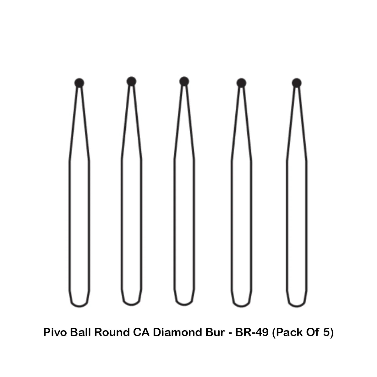 Pivo Ball Round CA Diamond Burs - BR (Pack Of 5)