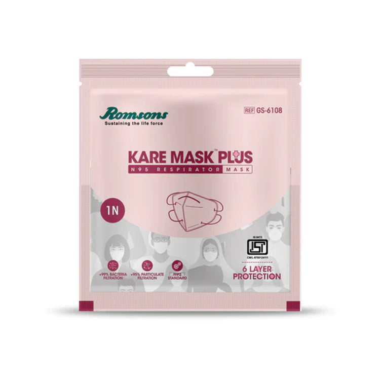 Romsons Kare Plus N95 Respirator Face Mask - Adult Pack of 25 (GS-6108)