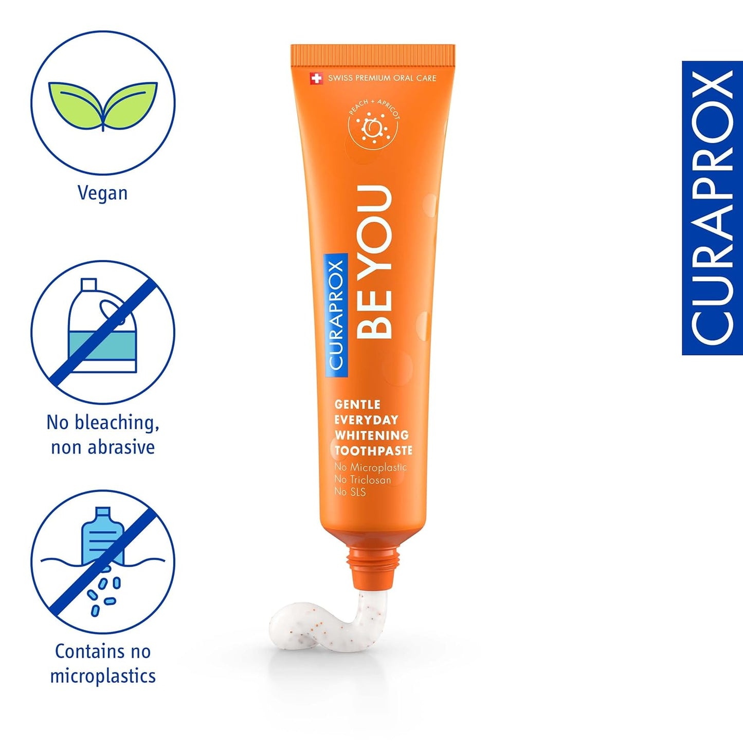 CURAPROX Be You Toothpaste By Dr. Reddy's|Gentle Everyday Whitening Toothpaste|Peach&Apricot Flavour|Microplastic Free,Triclosan Free,Fluoride -60Ml, Pack Of 1
