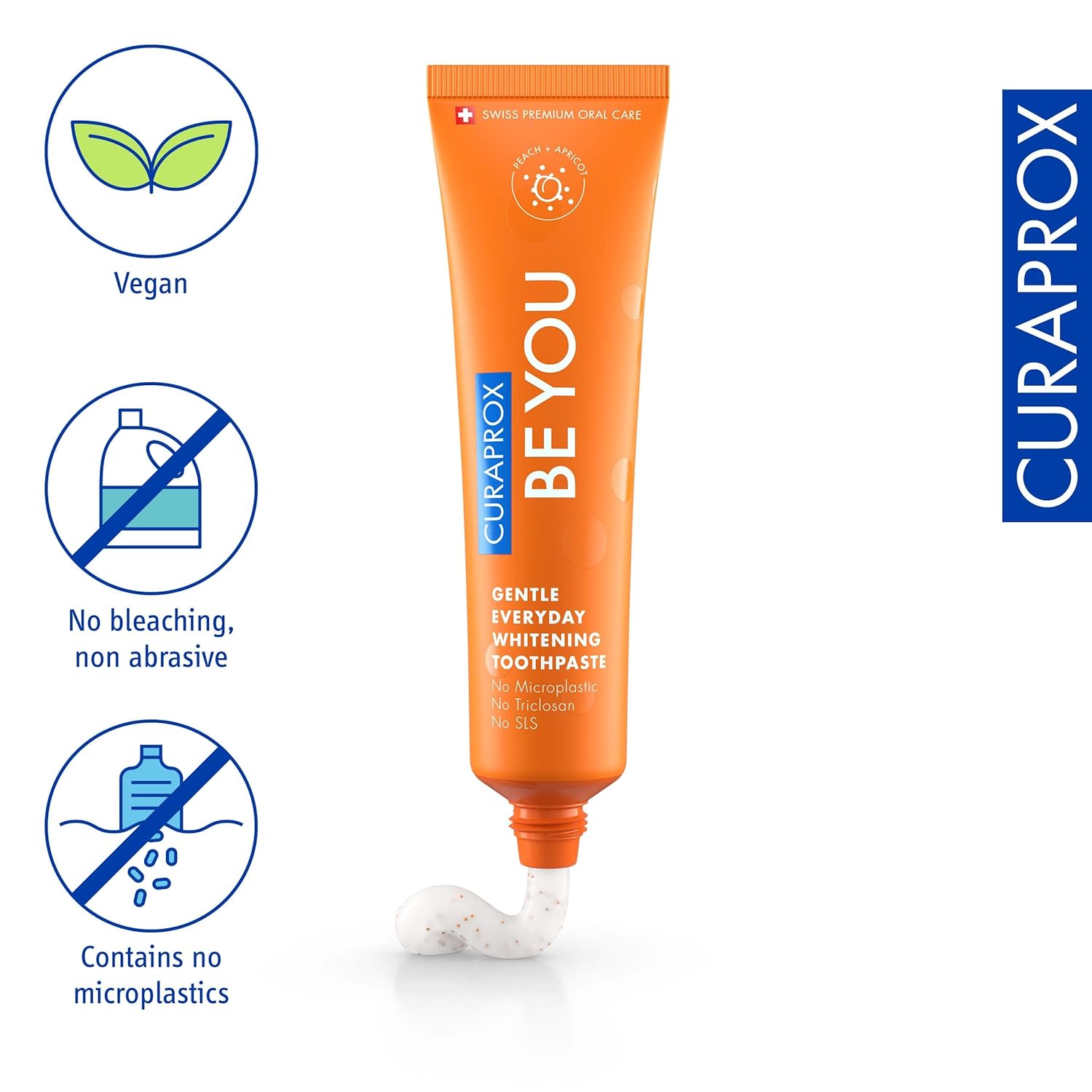 CURAPROX Be You Toothpaste By Dr. Reddy's|Gentle Everyday Whitening Toothpaste|Peach&Apricot Flavour|Microplastic Free,Triclosan Free,Fluoride -60Ml, Pack Of 1