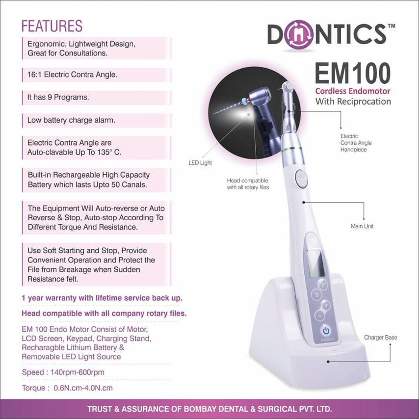 Bombay Dental EM100 Cordless Endomotor with LED
