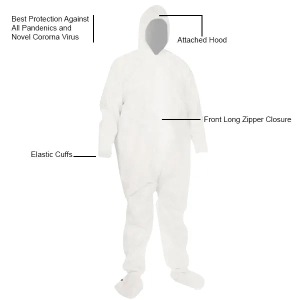 Full Body Coverall Gown Suit With Hood & Shoe Cover (Washable/Autoclavable)