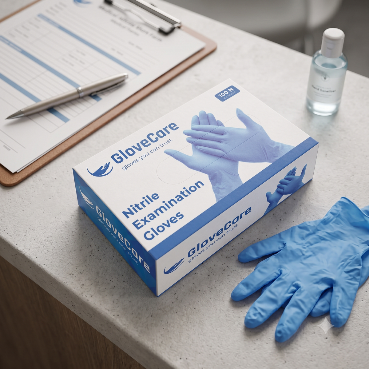 Glovecare Examination Blue Nitrile Gloves - Pack of 100