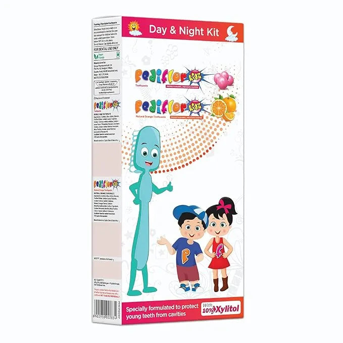 Group Pharma Pediflor Kidz Day & Night Kit With Buddy Toothbrush
