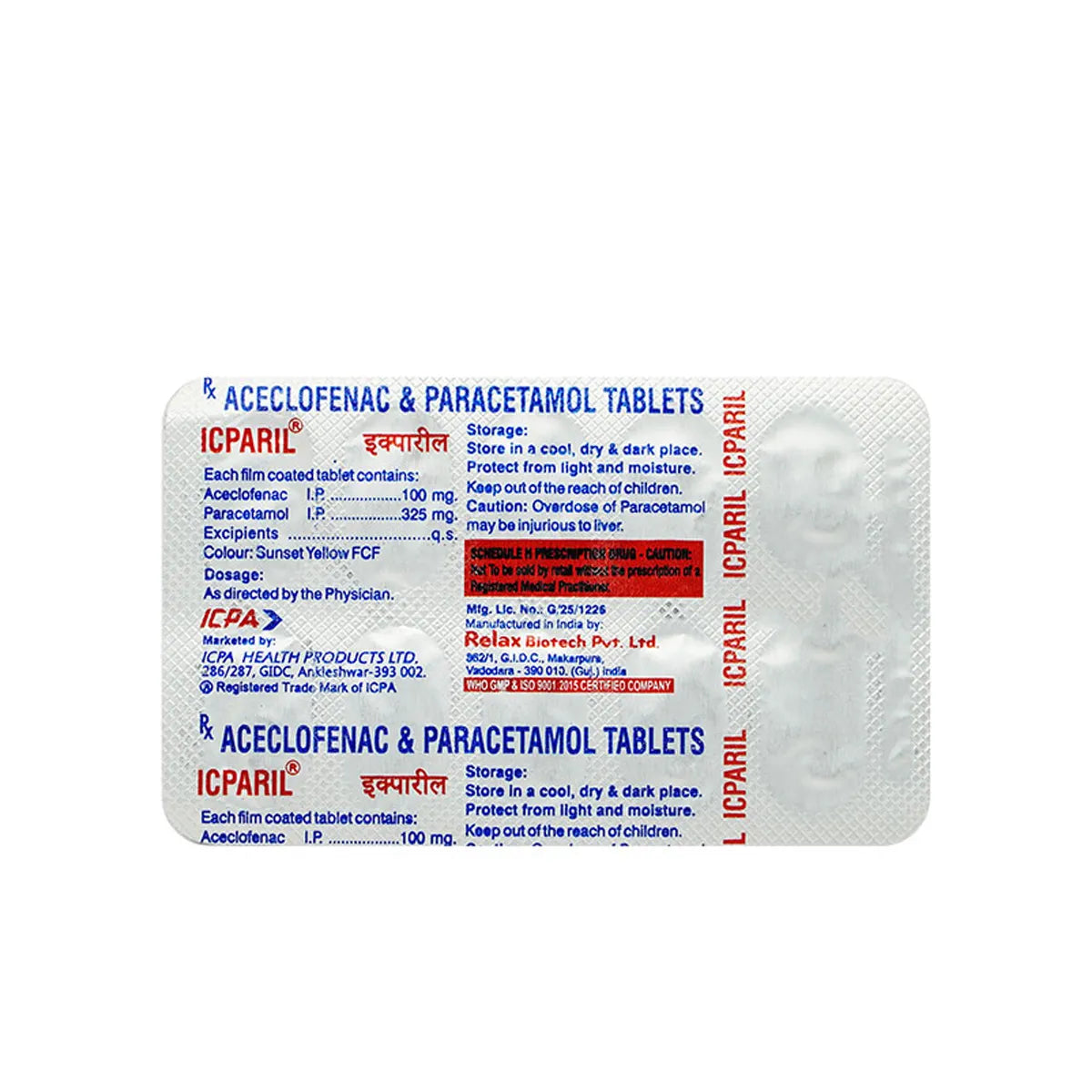 ICPA Icparil For Anti-Inflammatory Analgesic Tablets