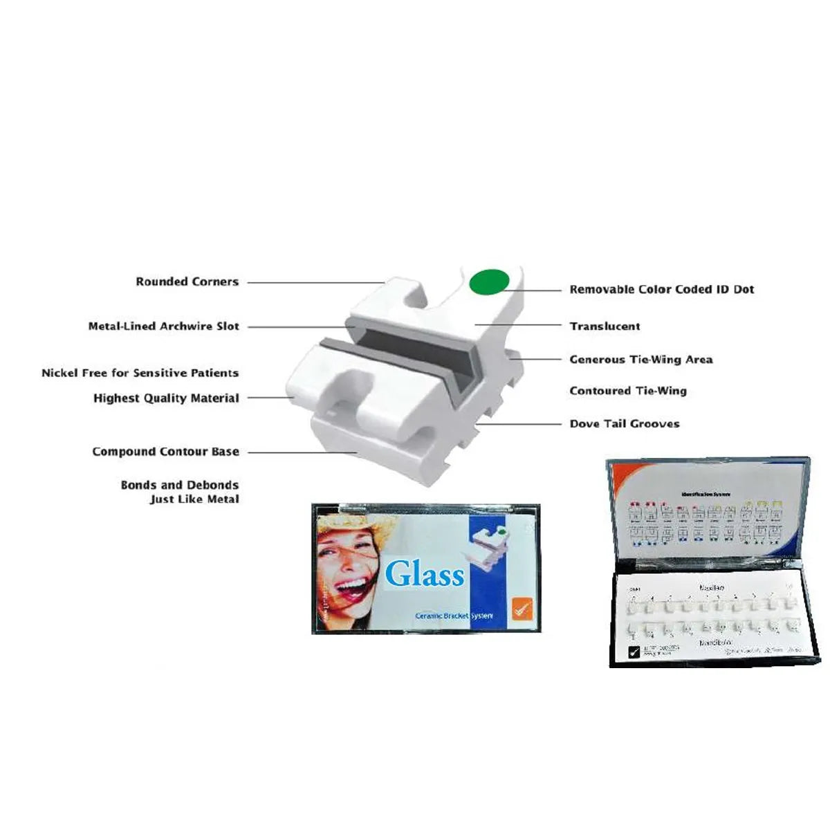 JJ Ortho Glass Metal Lined Composite Bracket Kits