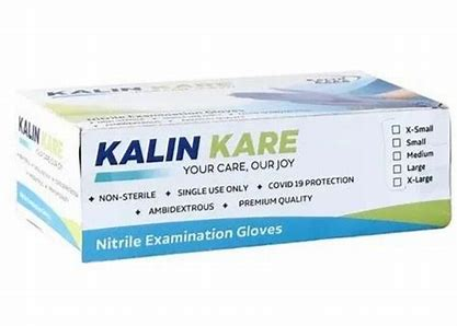 Kalin Kare Examination Blue Nitrile Gloves - Large Pack of 100