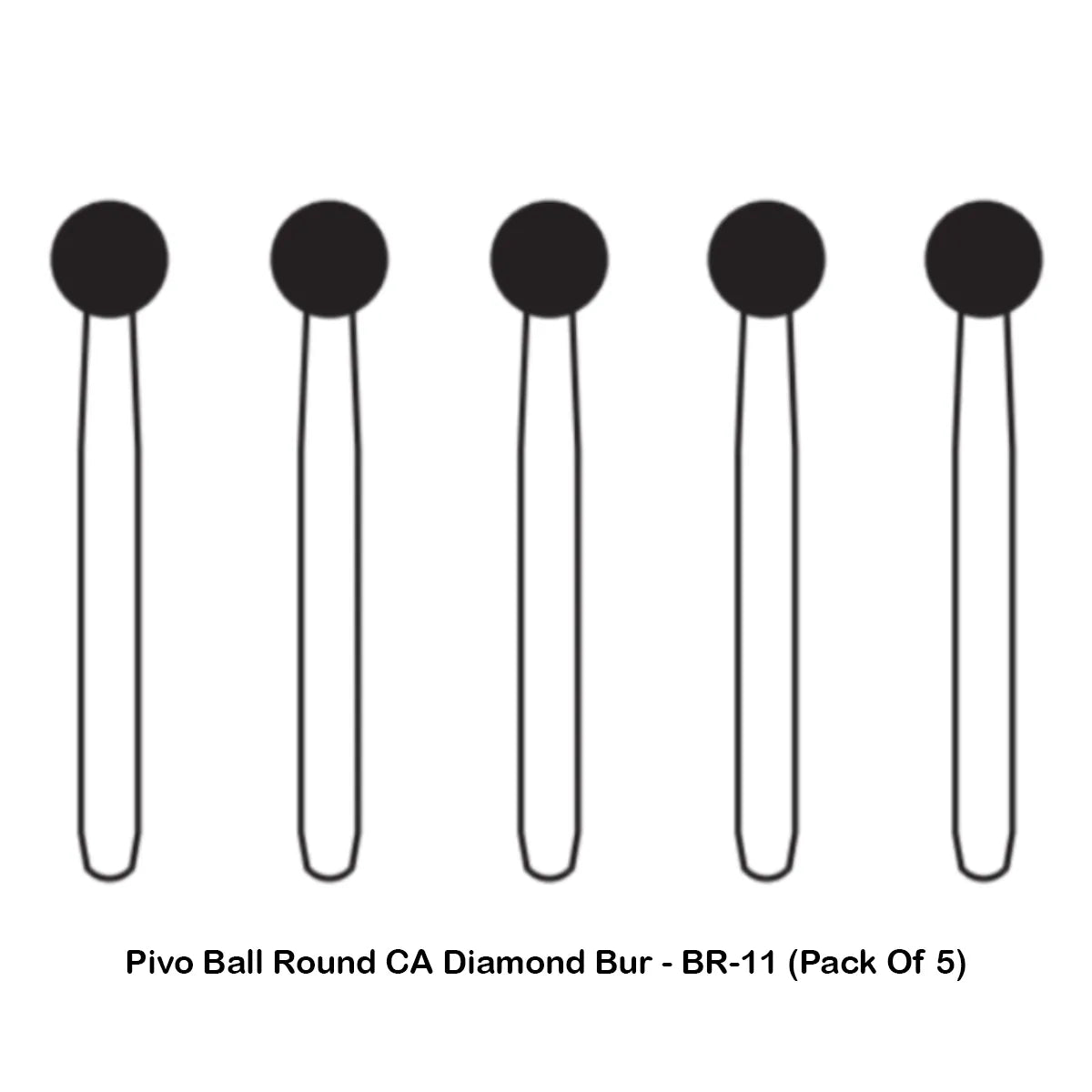 Pivo Ball Round CA Diamond Burs - BR (Pack Of 5)