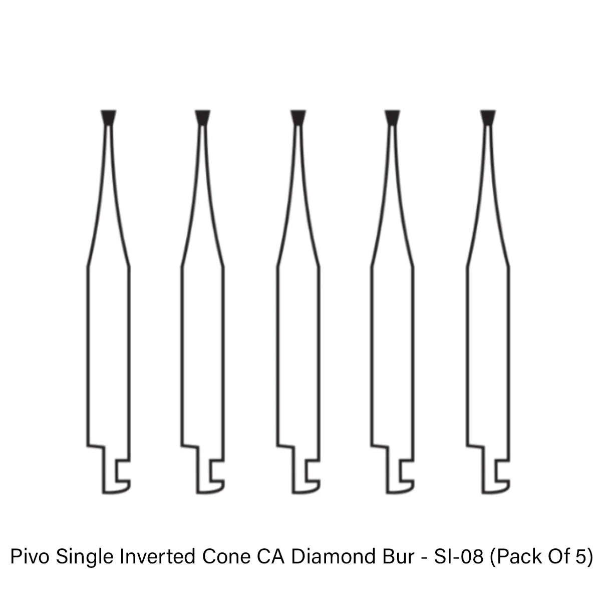Pivo Single Inverted Cone CA Diamond Burs - SI (Pack Of 5)