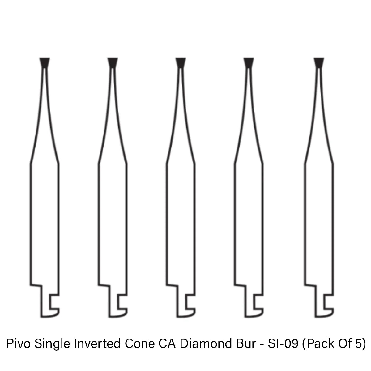 Pivo Single Inverted Cone CA Diamond Burs - SI (Pack Of 5)