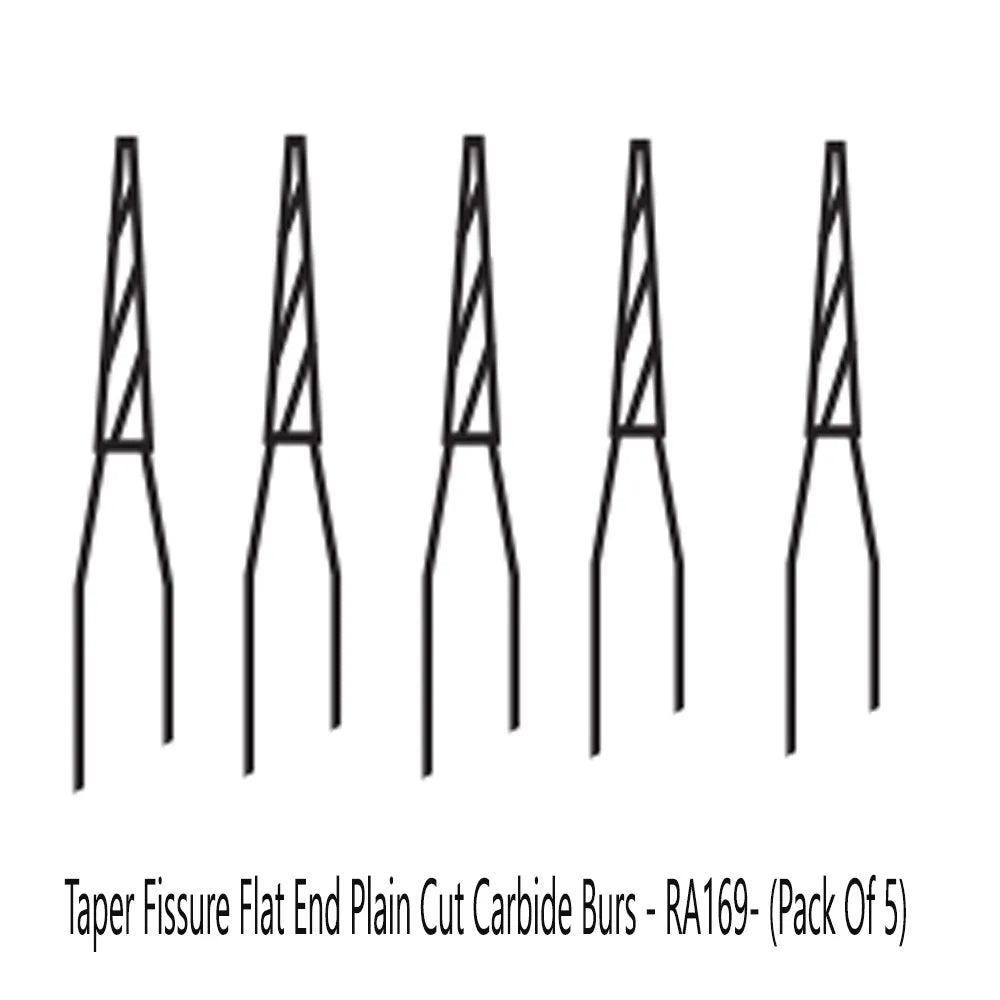 Pivo Taper Fissure Flat End Plain Cut Carbide Burs - RA-169 (Pack Of 5)