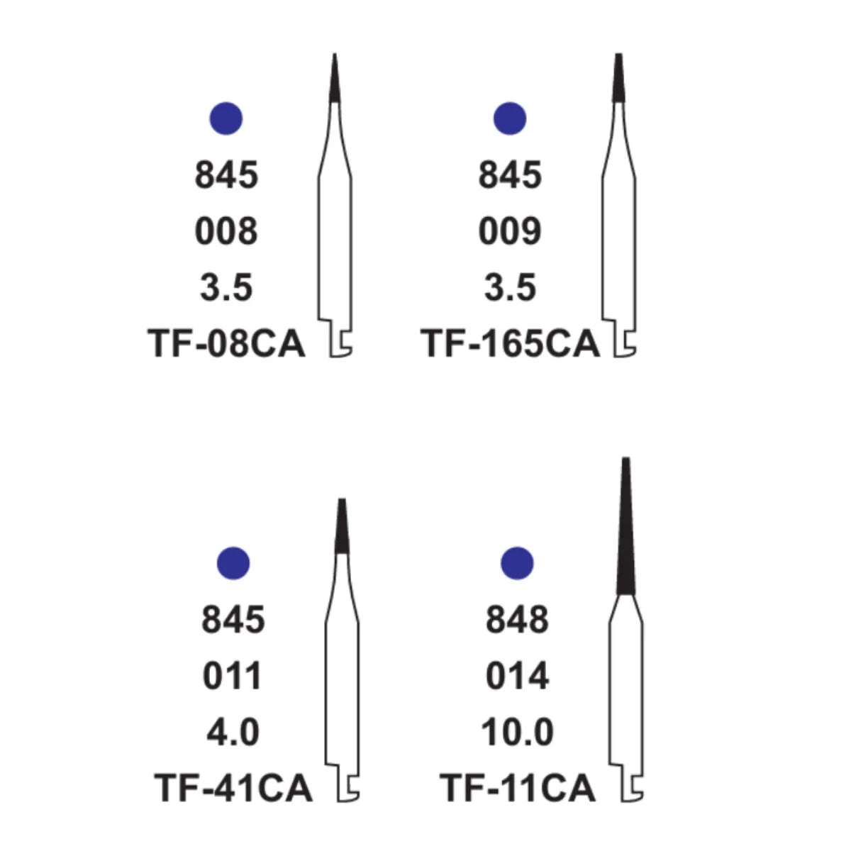 Pivo Taper Flat End CA Diamond Burs - TF (Pack Of 5)