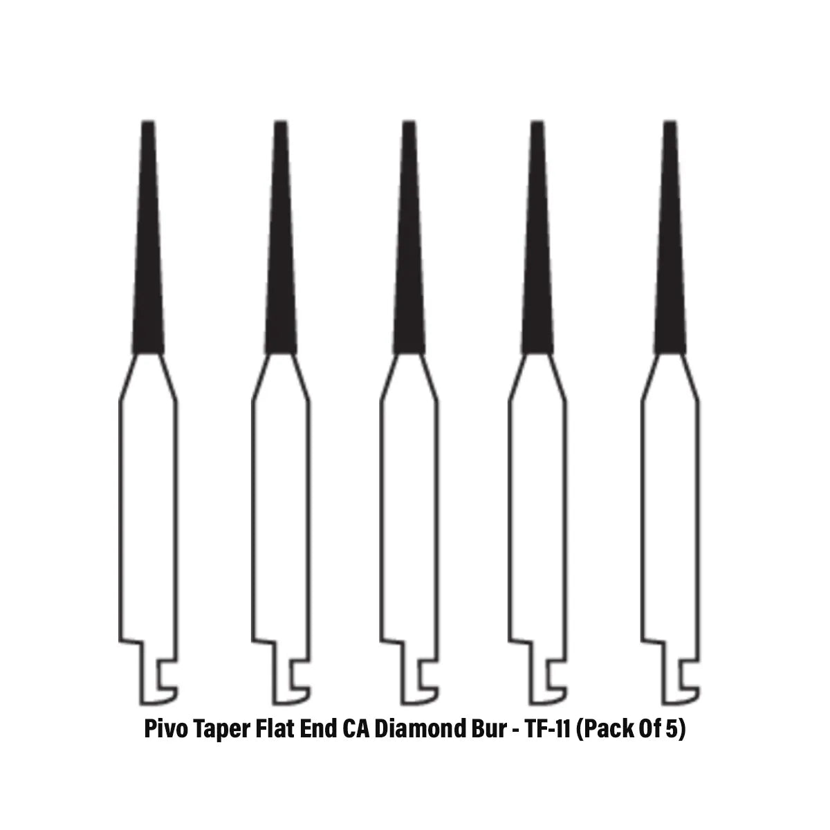 Pivo Taper Flat End CA Diamond Burs - TF (Pack Of 5)