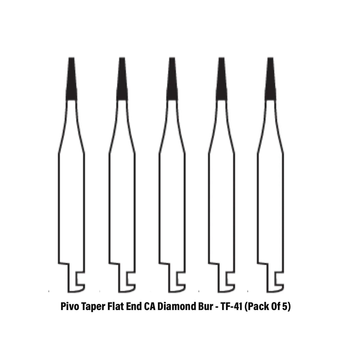 Pivo Taper Flat End CA Diamond Burs - TF (Pack Of 5)
