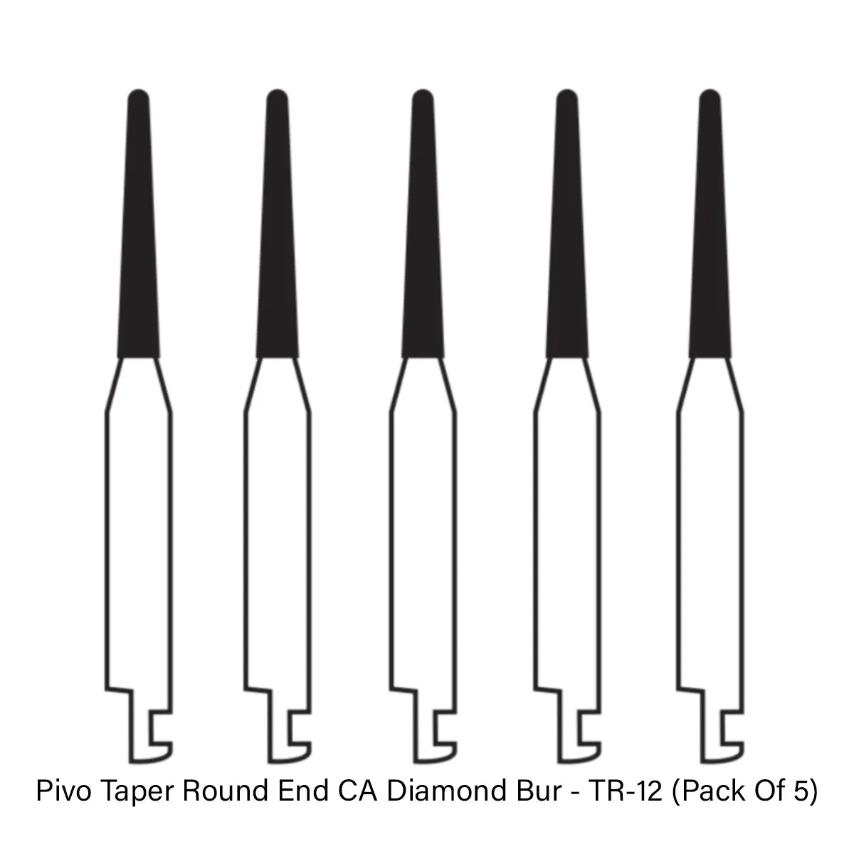 Pivo Taper Round End CA Diamond Burs - TR (Pack Of 5)
