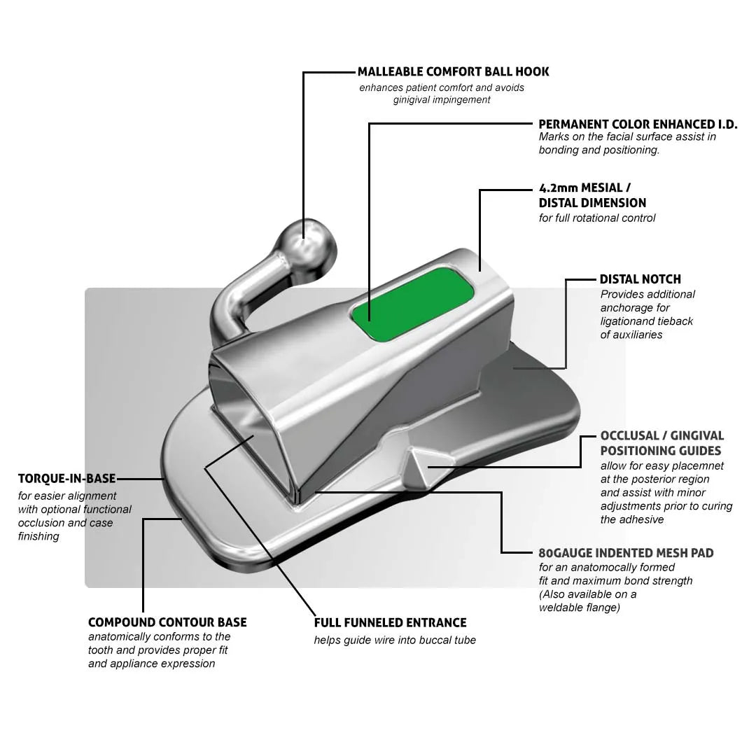 UU Ortho Bondable Buccal Tubes - 1st Molar MBT 0.022