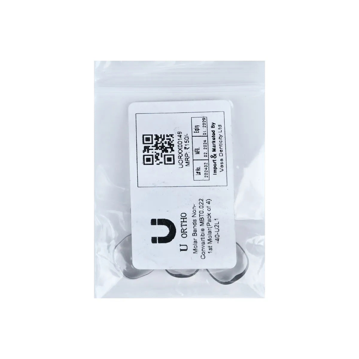 U Ortho Molar Bands Non-Convertible MBT 0.022 1st Molar (Pack of 4)