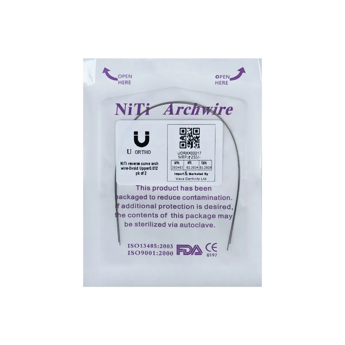 U ortho Niti Reverse Curve Arch Wire-Ovoid