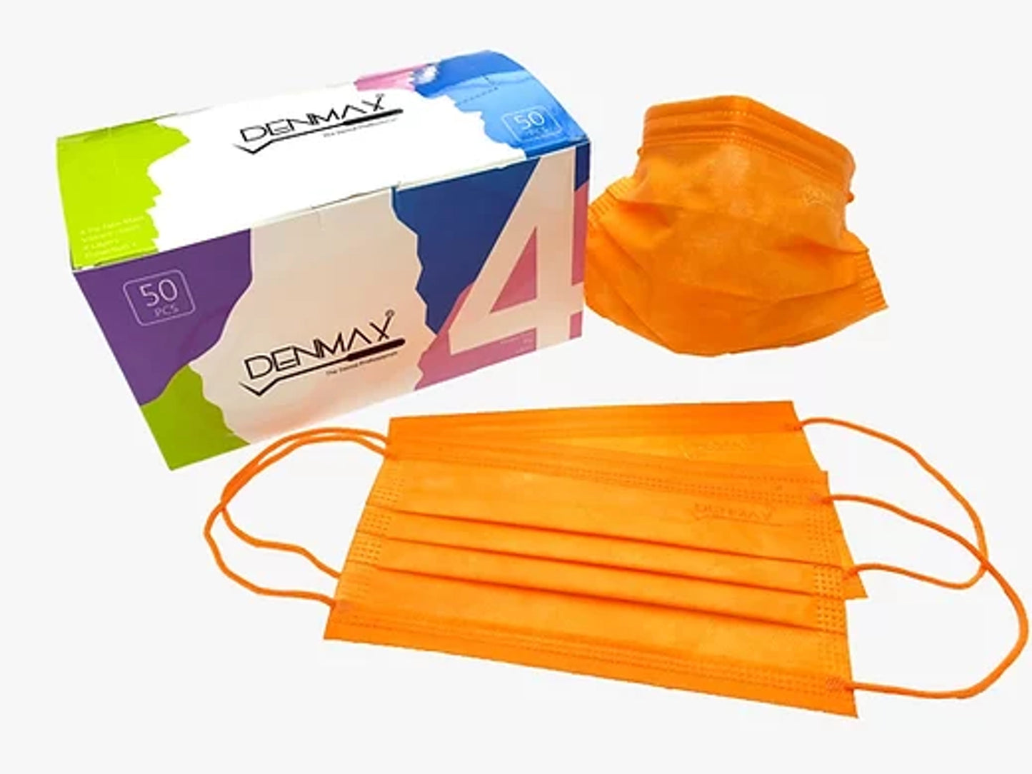 Denmax 4 Ply Face Mask Premium Orange Colour