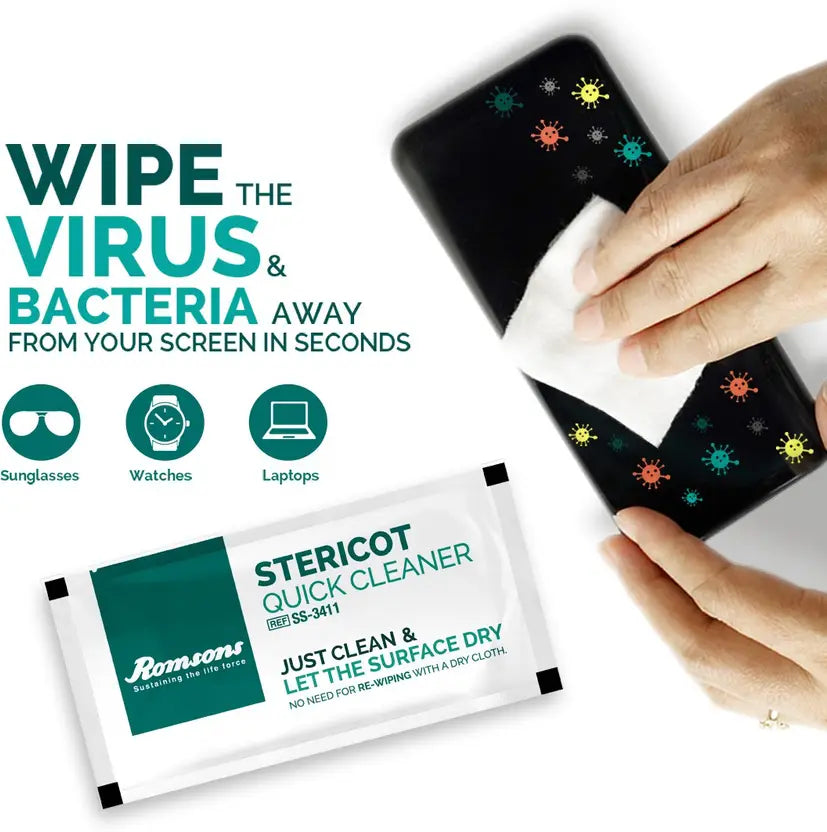 1000 x Romsons Stericot Quick Cleaner (SS-3411)