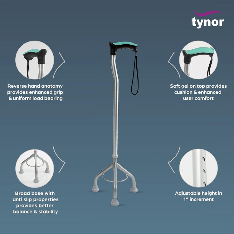 Tynor Tripod Walking Stick - Universal Silver L32