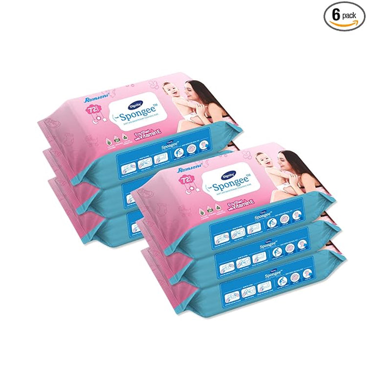 Romsons Dignity Spongee Baby Wet Wipe - 15 x 20 Pack of 72 (GS-8482)