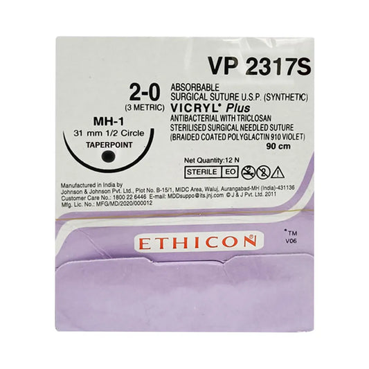 Ethicon VP 2317S Vicryl Plus Absorbable Surgical Sutures (MH-1 31MM 1/2 Circle Taperpoint) Pack Of 12