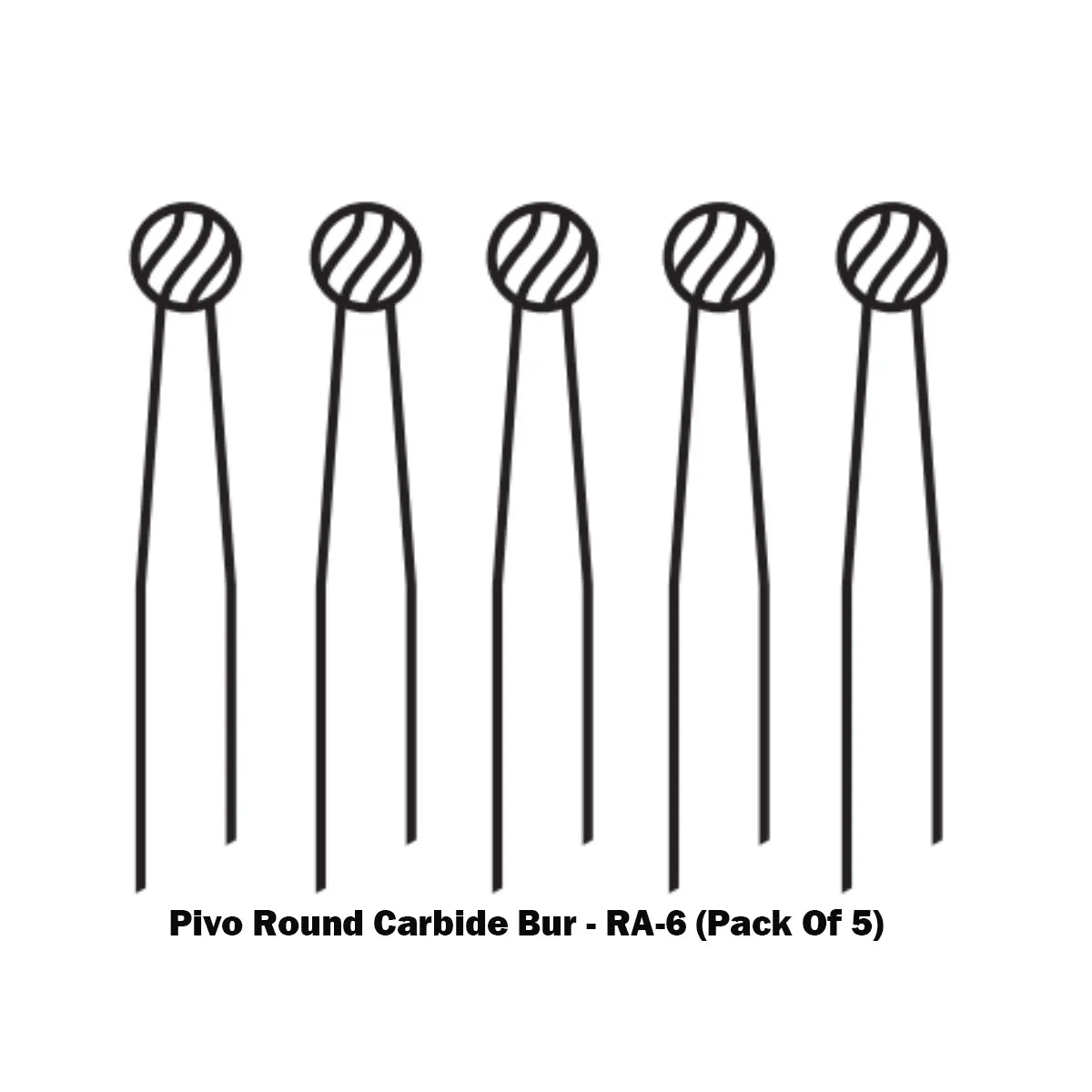 Pivo Round Carbide Burs - RA (Pack Of 5)