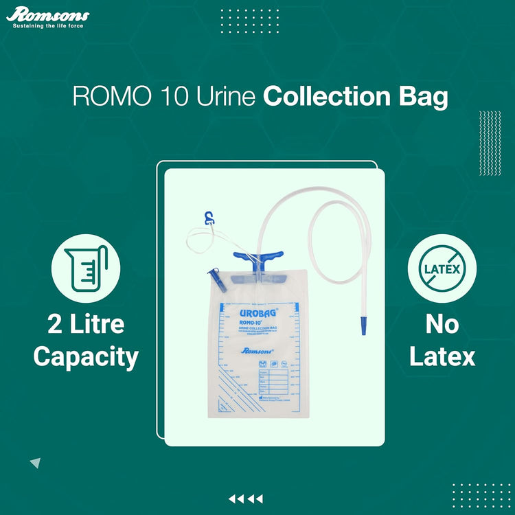 Romsons Romo-10 Urine Collection Bag - 100cm Pack of 25 (DB-1070)