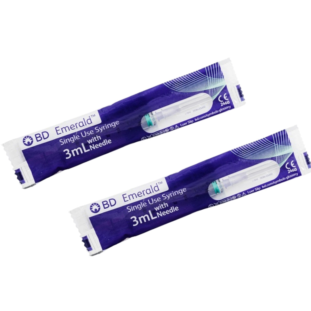 BD Emerald 3ml Syringe with Needle 24G | 100 Syringes Box