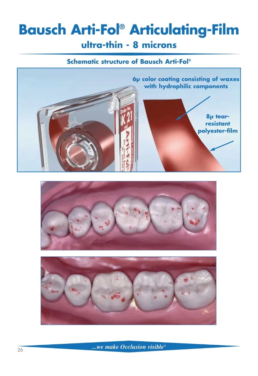 Bausch Arti-Fol Articulating Flim Ultra Thin - 8µ Microns Width 22 mm - 20 Mts.