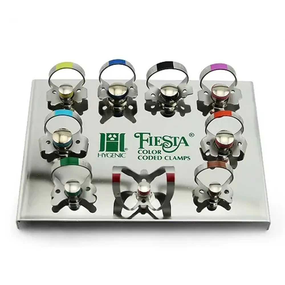 Coltene Fiesta Color Coded Dental Dam Clamps Kit and Refills