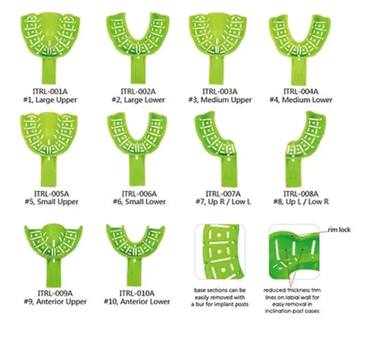 Denmax Autoclavable Plastic Impression Trays - Assorted