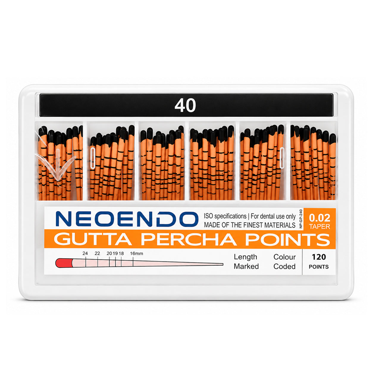 Neoendo Gutta Percha Points 2% (Length Marked)