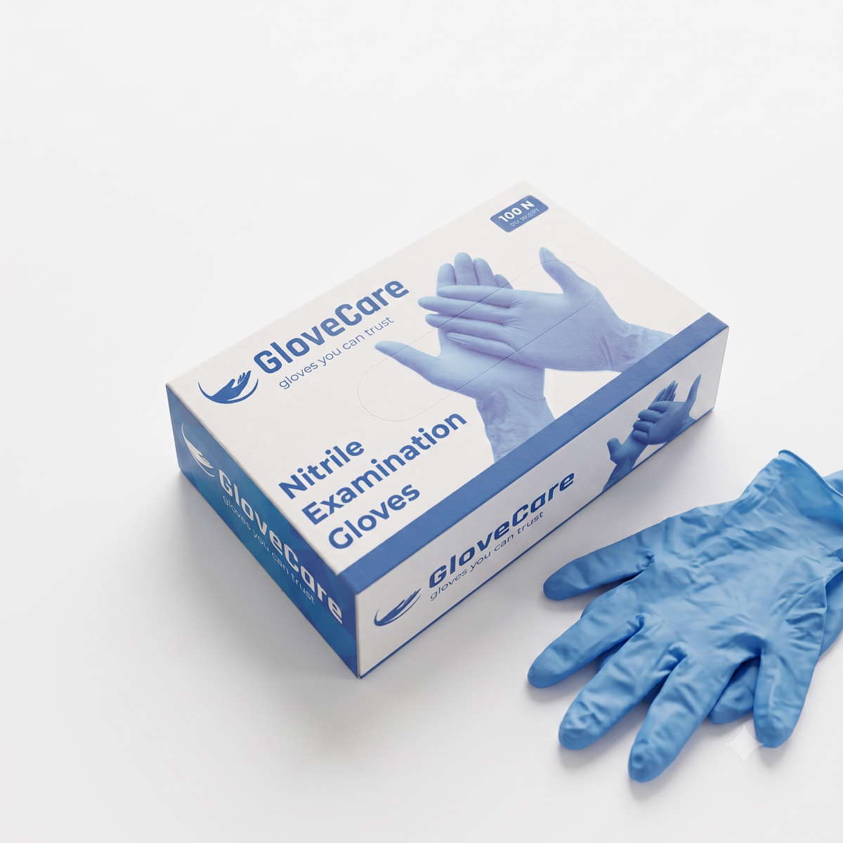 Glovecare Examination Blue Nitrile Gloves - Pack of 100
