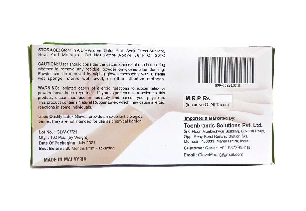 Glovemeds Examination Latex Powdered Gloves - Large Pack of 100