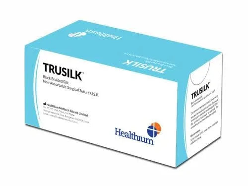 Healthium Trusilk Black Braided Silk Non- Absorbable Sutures